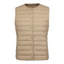 Women's Lightweight Down Gilet for Autumn with Full-Length Snap Fastening, Horizontal Stitching and Round Neckline without Collar 12