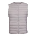 Women's Lightweight Down Gilet for Autumn with Full-Length Snap Fastening, Horizontal Stitching and Round Neckline without Collar 11
