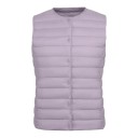 Women's Lightweight Down Gilet for Autumn with Full-Length Snap Fastening, Horizontal Stitching and Round Neckline without Collar 15
