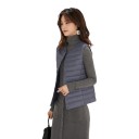 Women's Lightweight Down Gilet for Autumn with Full-Length Snap Fastening, Horizontal Stitching and Round Neckline without Collar 2