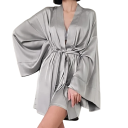 Women's Lightweight Robe Made of Polyester and Silk with Waist Tie Elegant Home Robe for Women Soft Shiny Material 5