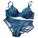 Women's Lingerie Set with Glossy Satin Look Bra with Underwire and Seams on Cups and Knickers with Mesh Sides 5