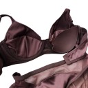Women's Lingerie Set with Glossy Satin Look Bra with Underwire and Seams on Cups and Knickers with Mesh Sides 9
