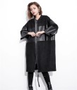 Women's Long Coat with Leather 2