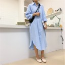 Women's Long Cotton Shirt in Loose Fit with Long Sleeves Shirt Collar Button Fastening Rounded Hem Can Also Be Worn as a Dress 5