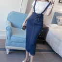 Women's Long Denim Skirt with Straps 4