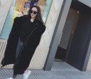 Women's Long Oversized Faux Fur Coat with Large Hood Zip Fastening Large Patch Pockets Fluffy Plush Surface 4