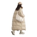 Women's Long Padded Jacket with Stand-Up Collar and Two-Way Zip, Quilted with Side Pockets, Loose Fit for Winter 7