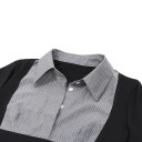 Women's Long Sleeve Polo Shirt Black V-Neck with Collar and Buttons Polyester Top 5
