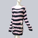 Women's Long Striped Sweater with Rips 4