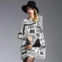Women's Long Sweater with Newspaper Print 8