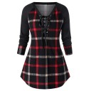 Women's Long Top with Check Pattern 1