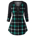 Women's Long Top with Check Pattern 4