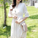 Women's Mini Shoulder Bag with Flap Artificial Leather and Polyester 18.5 x 10 x 5 cm Detachable Strap and Short Wrist Handle 7