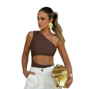 Women's One-Piece Swimsuit One Shoulder Asymmetrical Side Decoration Plain Colour Nylon Spandex Elastic Elegant Swimwear 3