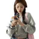 Women's One-Shoulder Hoodie Grey Hoodie with Subtle Print Stylish Casual Top Made from a Soft Blend of Cotton and Polyester for Comfortable Wear 7