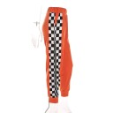 Women's Orange Checked Joggers with Zip 4