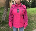 Women's Outdoor Jacket with Hood Against Wind and Rain Check Lining Zip Pockets Velcro Cuffs Cotton and Microfiber 12