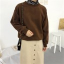 Women's Oversized Hoodie without a Hood with a Round Neckline Dropped Shoulders Long Sleeves with Ribbed Cuffs Cotton and Polyester 5
