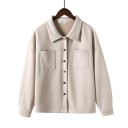Women's Oversized Shirt for Cooler Weather Two Chest Pockets and Button Fastening Matte Suede Look Cotton with Polyester 1