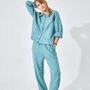 Women's Oversized Shirt for Cooler Weather Two Chest Pockets and Button Fastening Matte Suede Look Cotton with Polyester 13