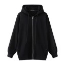 Women's Oversized Zip-Up Hoodie Loose Fit with Dropped Shoulders Kangaroo Pocket Ribbed Cuffs and Hem Polyester with Cotton 12