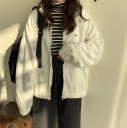 Women's Oversized Zip-Up Hoodie with Stand-Up Collar Soft Fleece Surface Cuffs with Elastic Hem Front Pockets Polyester and Spandex 6