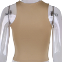 Women's Plain Asymmetrical Crop Top with O-Neck and Wide Straps Polyester Cotton Modern Summer Top 2