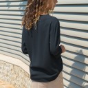 Women's Plain Chiffon Shirt with Long Sleeves Asymmetrical Collar Diagonal Fastening with Gold Buttons Straight Loose Fit 12