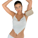 Women's Plain Crop Top V-Neck Thin Straps Around Neck Polyester Spandex Modern Summer Top 2