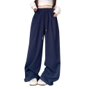 Women's Plain Sweatpants with Pockets and Drawstring Made of Polyester Comfortable Leisure Trousers for Everyday Wear 9
