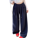 Women's Plain Sweatpants with Pockets and Drawstring Made of Polyester Comfortable Leisure Trousers for Everyday Wear 7