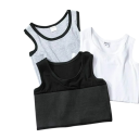 Women's Plain Tank Top with Wide Straps O-Neck Polyester Cotton Comfortable Summer Clothing 2