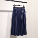 Women's Pleated Faux Leather Skirt 4