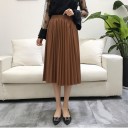 Women's Pleated Faux Leather Skirt 9