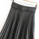 Women's Pleated Skirt with Belt 6