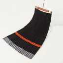 Women's Pleated Skirt with Stripe 2