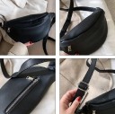 Women's PU Leather Waist Bag in a Crescent Shape Main Zip Compartment Wide Adjustable Strap Wearable Around the Waist or Crossbody 27 x 13 x 7 9