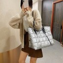 Women's Quilted Shoulder Bag 38 x 16 x 30 cm Large Shiny Shopper Bag with Two Long Handles Spacious Rectangular Shape 9