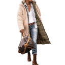 Women's Reversible Winter Jacket with Fur Zip Fastening Hood Polyester Nylon Warm 2-in-1 Jacket 2