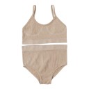Women's Ribbed Lingerie Set High-Waisted Knickers and Bralette Wireless Bra with Elastic Hem 10