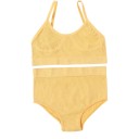 Women's Ribbed Lingerie Set High-Waisted Knickers and Bralette Wireless Bra with Elastic Hem 13