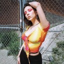 Women's Ruched Orange Top 7