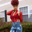 Women's Sheer Bodysuit with Long Sleeves B817 5