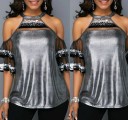 Women's Shiny Silver Top 4