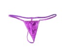 Women's Shiny Thong with Thin Side Straps Small Triangular Front Metallic Surface Made from PU Leather with Spandex and Polyester 3