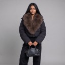 Women's Short Quilted Jacket with Fur Collar and Loose Fit for Winter in the City 2