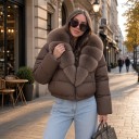 Women's Short Quilted Jacket with Fur Collar and Loose Fit for Winter in the City 8