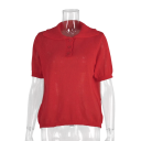 Women's Short Sleeve Polo Shirt Plain Design V-Neck with Collar and Buttons Cotton with Polyester 10