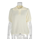 Women's Short Sleeve Polo Shirt Plain Design V-Neck with Collar and Buttons Cotton with Polyester 14
